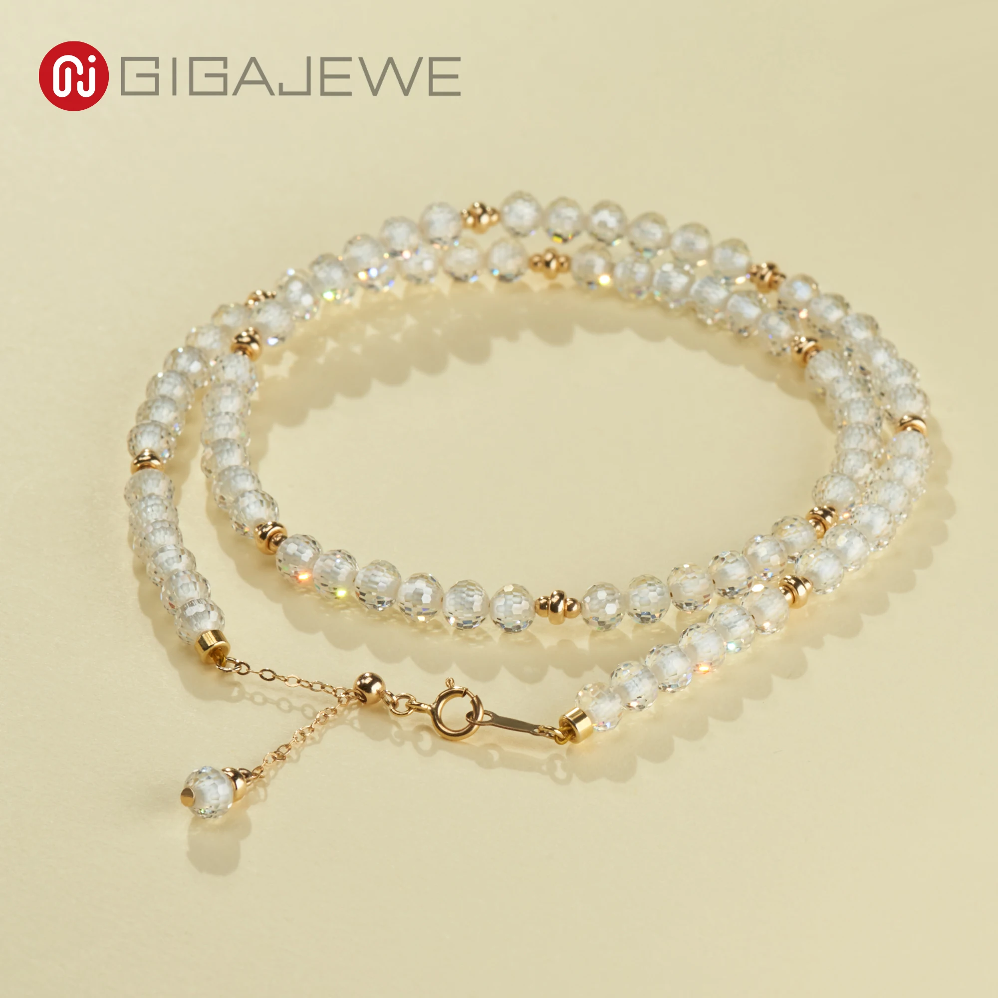 GIGAJEWE 18K желтое позолоченное круглое ожерелье с бусинами для помолвки 5 мм серебро