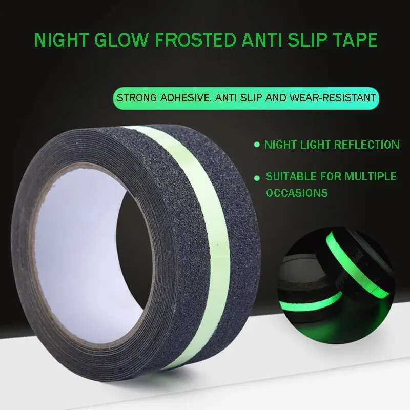 Антискользящая Тяговая лента Luminou 5 м Сияющая в темно-зеленой полосе абразивный