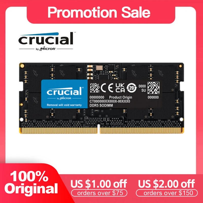 

Crucial DDR5 RAM 8GB 16GB 32GB 48GB Notebook 4800MHz 5200MHz 5600MHz SODIMM 1.1V for Laptop Memory