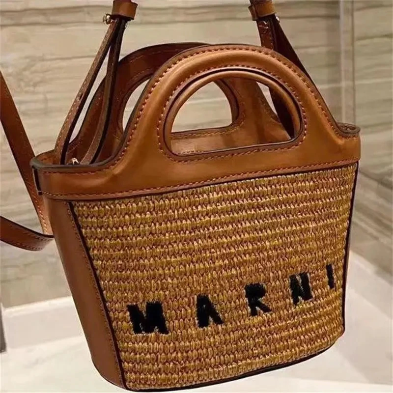 

2023 New Summer Classic Woven Vegetable Basket, Handbag, Straw Bag, Shoulder Bag, Genuine Leather Woven Beach Straw Woven Handhe