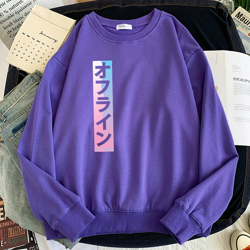 

Vaporwave Offline Japanese Printing Mens Sweatshirts Casual Soft Clothes Creativity Street Long Sleeves Oversized Male Pullover