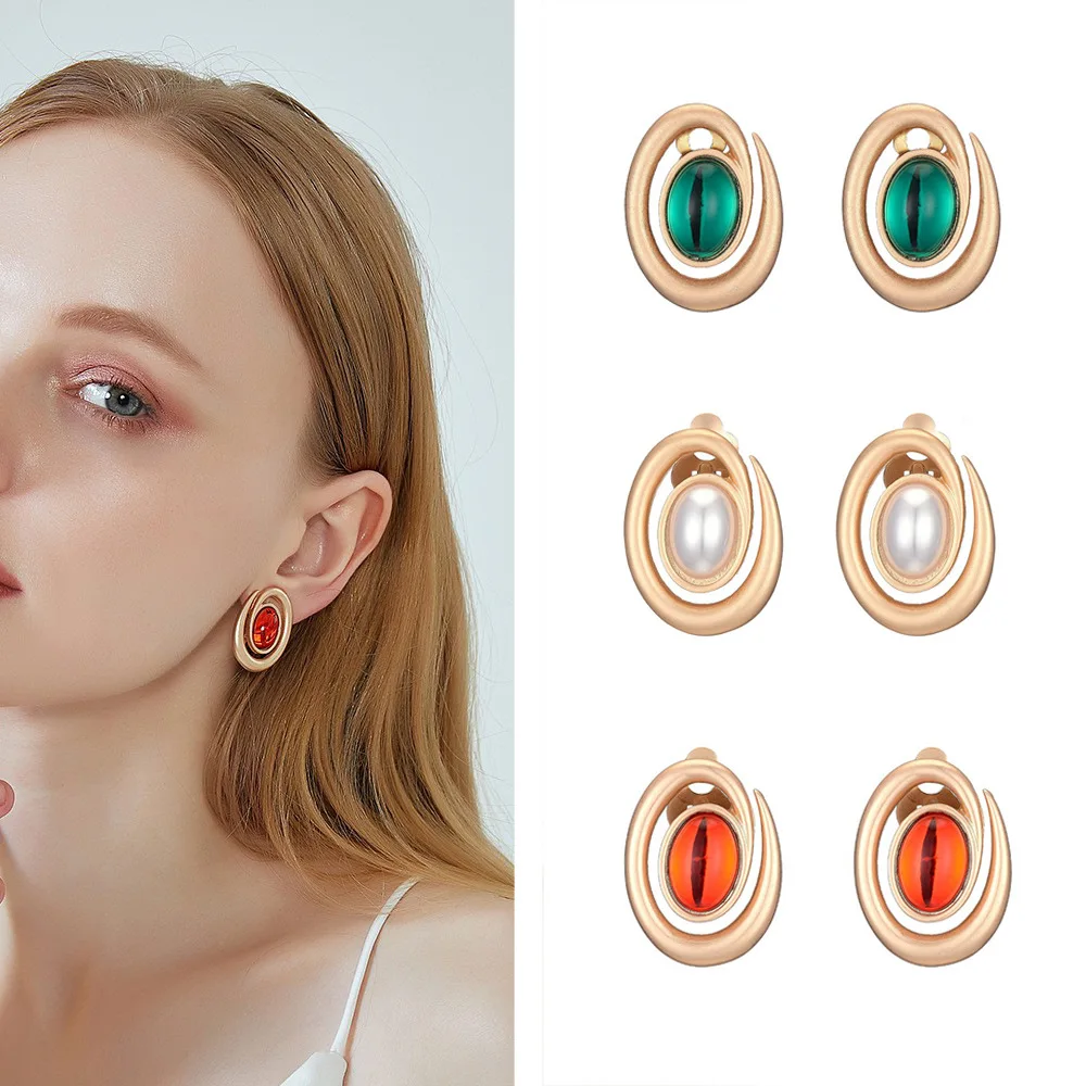 

Baroque Earrings For Women Design Gem Jewelry Fashion Accessories Geometric Oval Pearl Earrings Luxury Jewellery Pearl Earrings