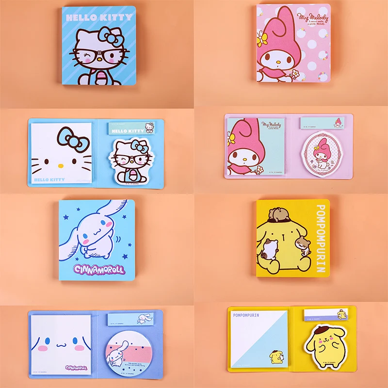 

Sanriod Post-it Notes Kitty My Melody Cinnamoroll Kuromi Kawaii аниме портативный квадратный стикерный блокнот для студентов DIY