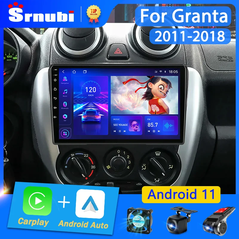 Фото Srnubi Android 11 2 Din автомобильное радио для LADA Granta Sport 2011 - 2018 мультимедийный плеер Carplay Стерео GPS карта DVD головное устройство 2din №1