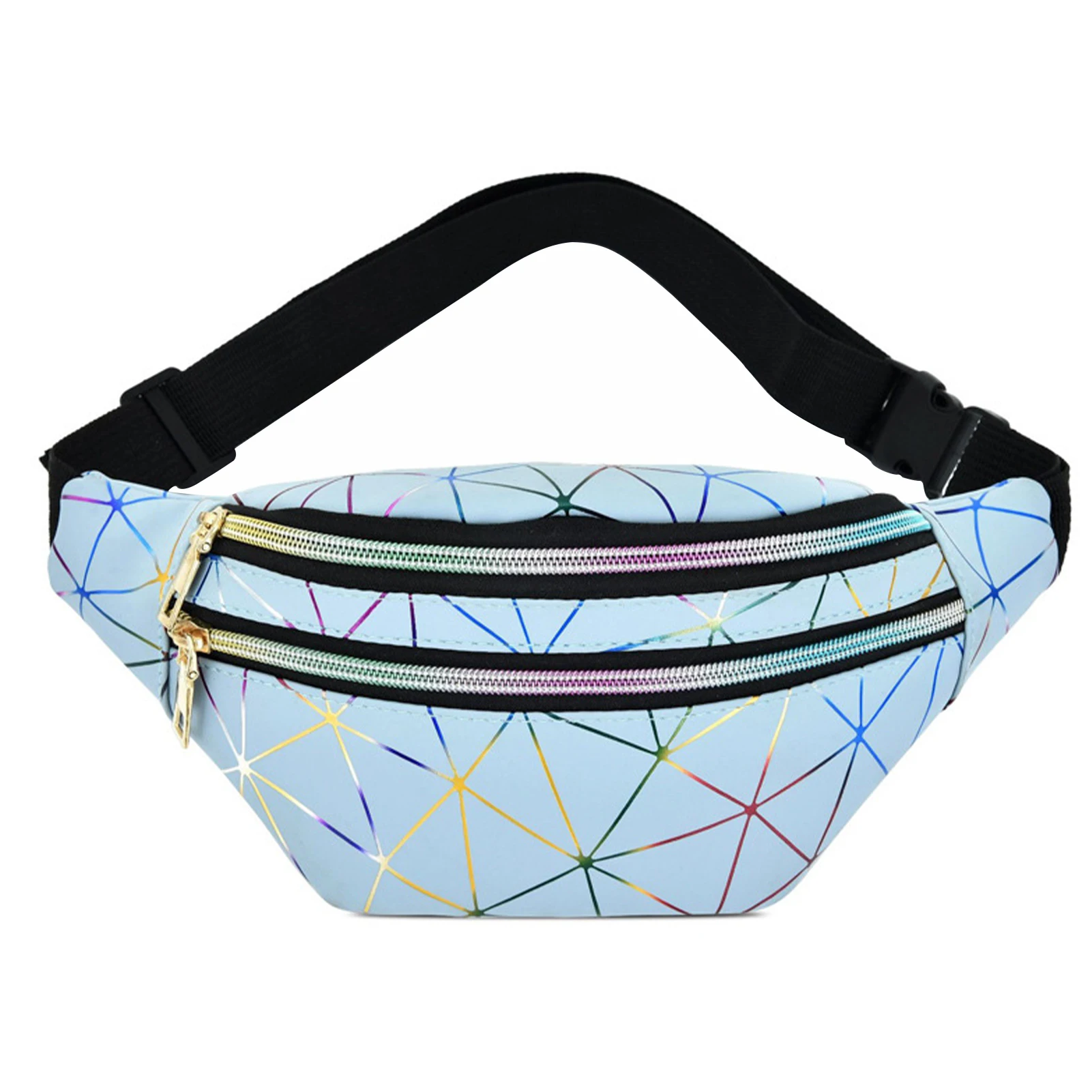 

Women Portable Waist Bag Belt Zipper Travel Sports Running Holographic Design Daily Multifunctional Gym Fanny Pack Fashion