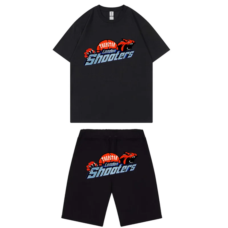 

2023 TRAPSTARS Men's Sets Summer Tracksuits Cotton Short Sleeve T-Shirts+Shorts Sweatpants Streetwear Jogging Homme 2 Pieces Set