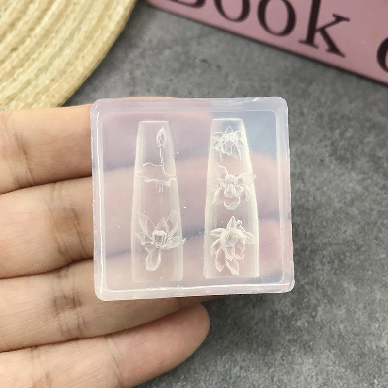 Силиконовая форма для дизайна ногтей, высокая прозрачность, рельефная трехмерная новая форма в китайском стиле с лотосом, сделай сам, форма для украшения ногтей в китайском стиле