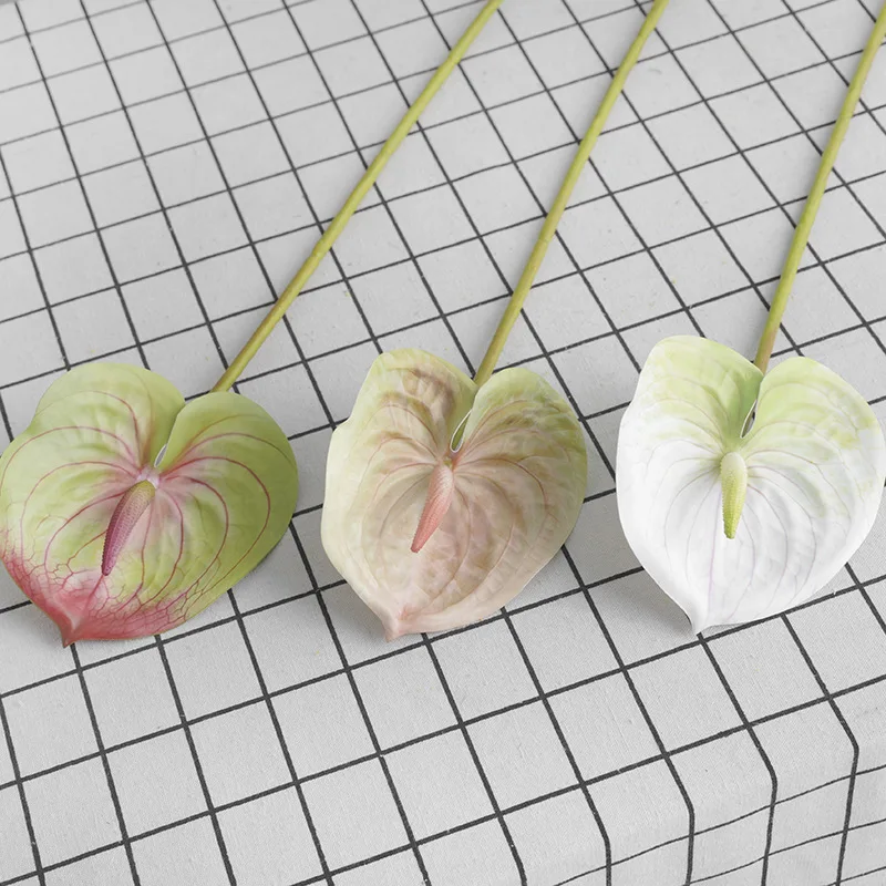 

Simulation 3D Printing Trumpet Feel Anthurium Artificial Branche Home Decor Leaves Christmas Decoration Accessories Plants Wall