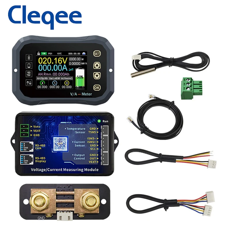 

Cleqee KG110F Battery Coulometer 120V 100A Coulomb Meter Battery Indicator Capacity Tester LCD Power Display Phones Control