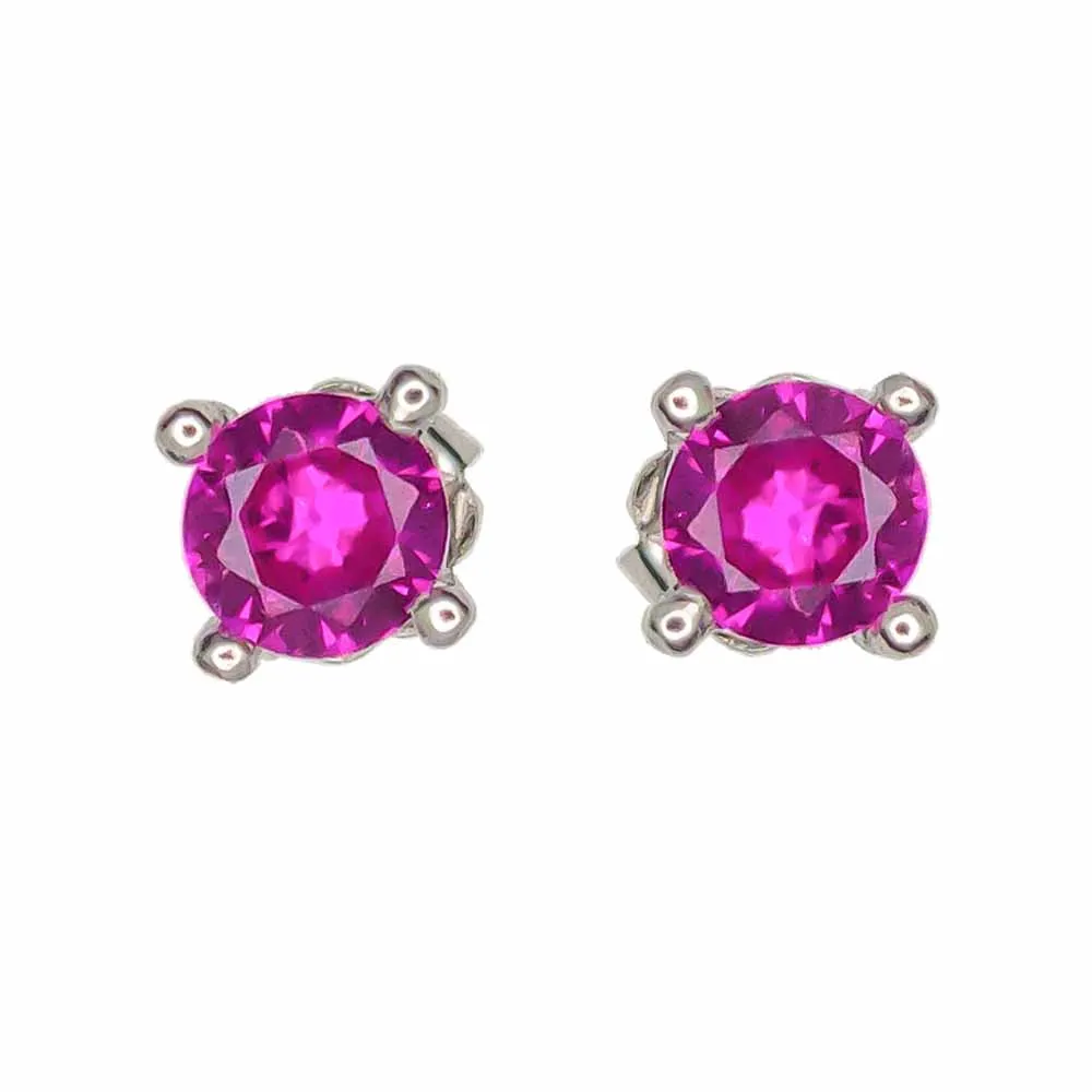 

HESHI Simple Brass White Gold Plated Red Stone Earrings for Women Men