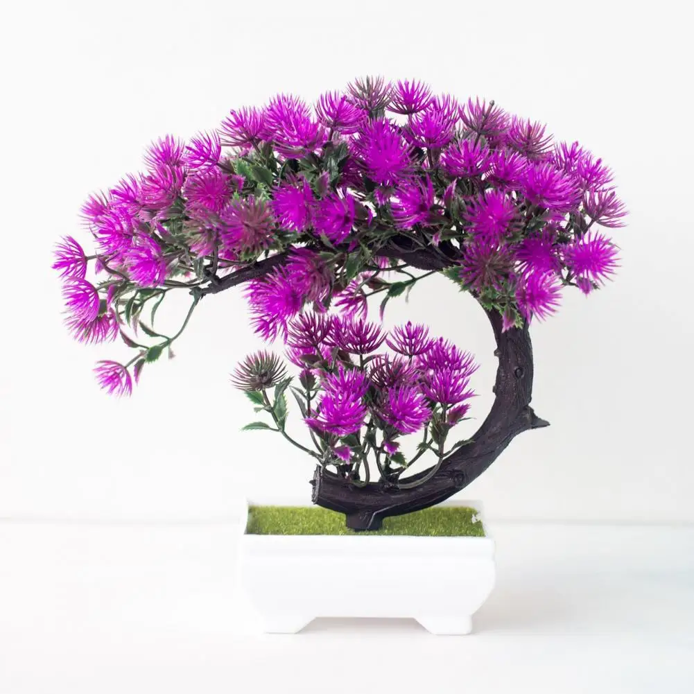 

Fake Bonsai Compact Decorative Colorful Beautiful Artificial Flower Bonsai with Pot Desktop Decor