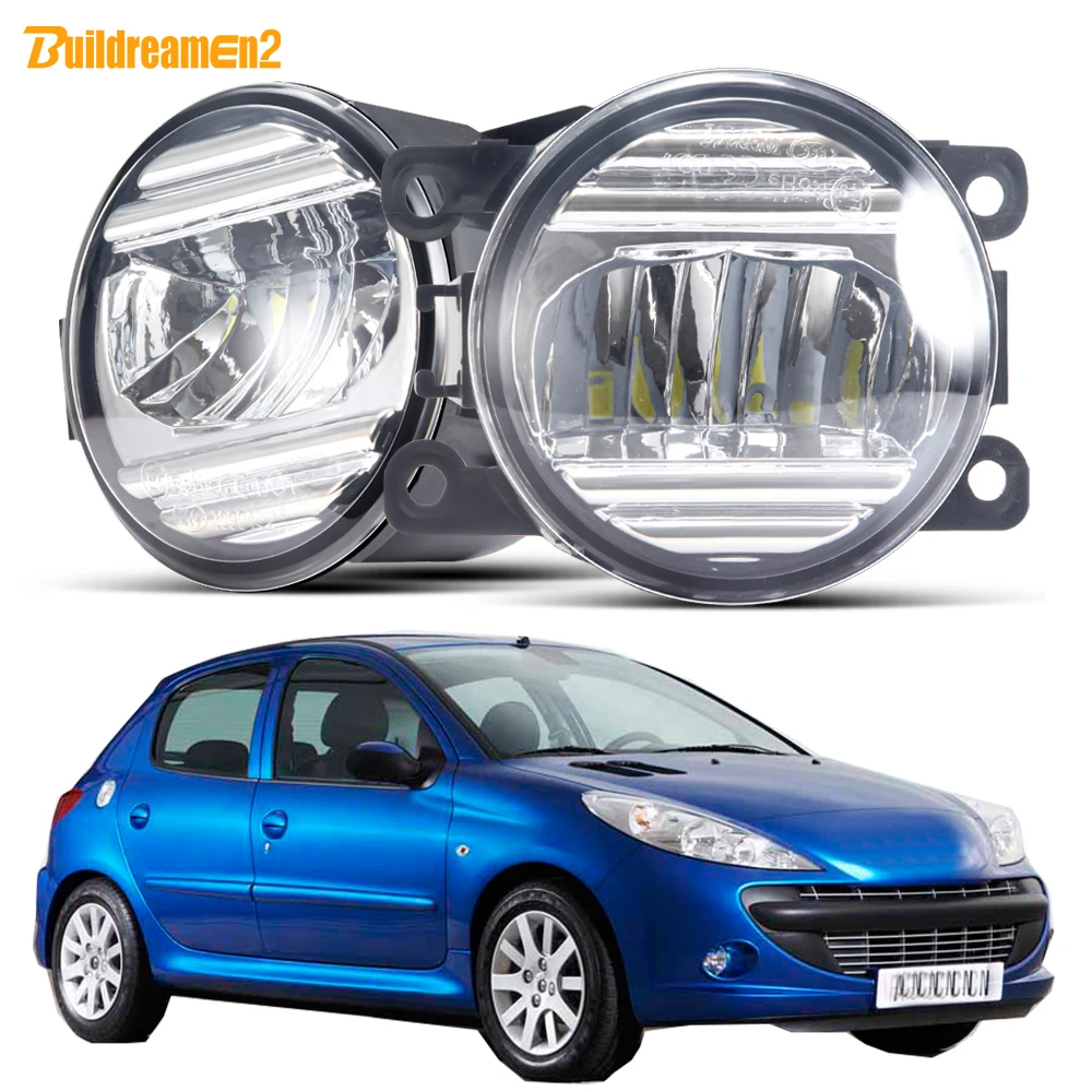 Фото Противотумансветильник в сборе, 2 шт., 30 Вт, для Peugeot 206 206 + T3E 2009 2010 2011 2012, автомобильный передний бампер, светодиодные противотуманные дневные ходовые огни H11 №1