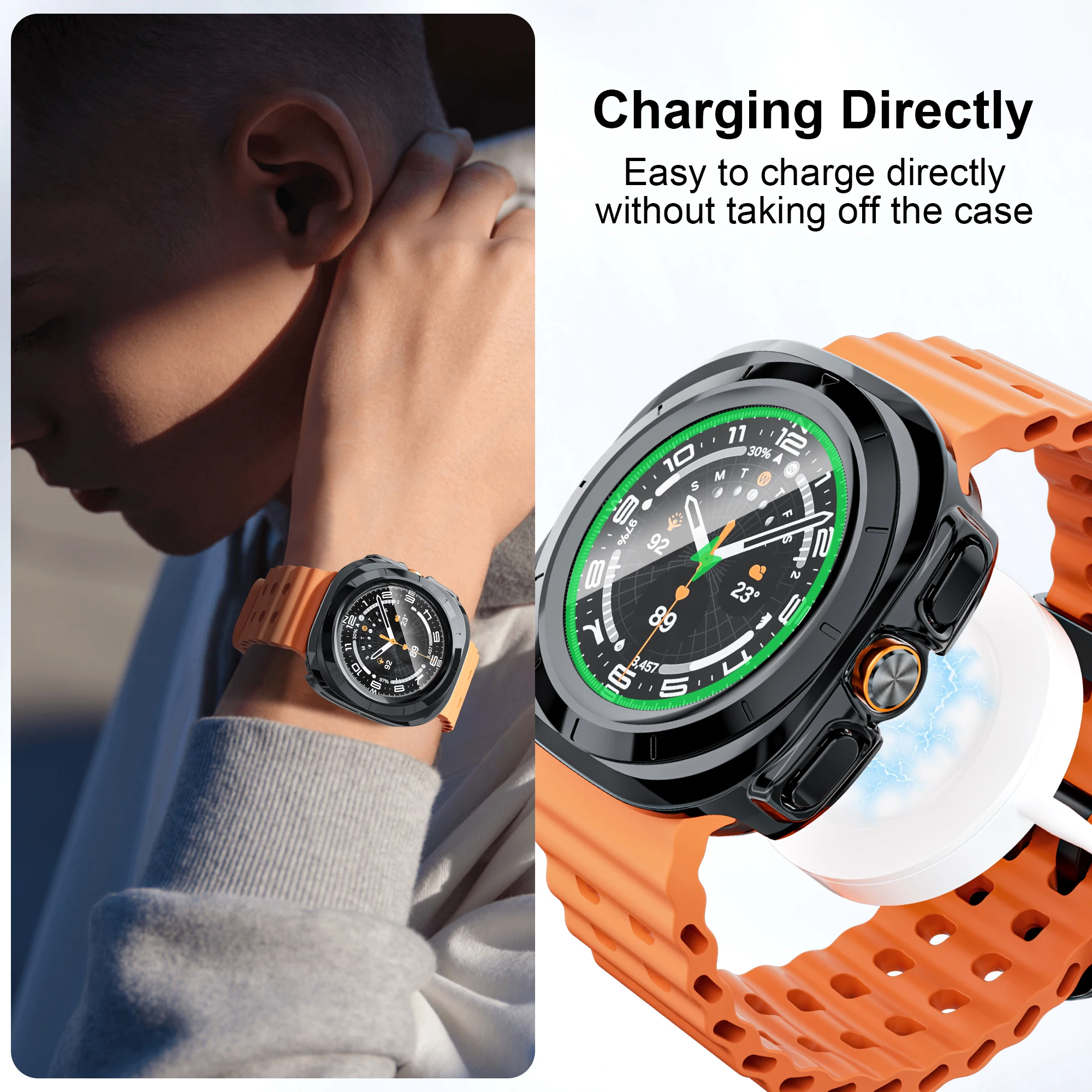 Чехол для Samsung Galaxy Watch Ultra 47 мм, аксессуары, защита экрана из закаленного стекла, жесткий бампер из поликарбоната для Galaxy Watch 7 ultra, чехол (art.: 3920c8abf9ca2) - 3920c8abf9ca2