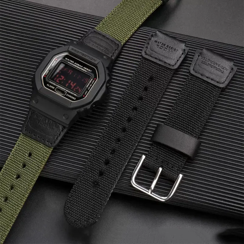Фото Высококачественный нейлоновый кожаный ремешок wtach подходит для Casio AQ-S810W AE1200 F91W/F84/W735 18 мм Мужские аксессуары для часов №2