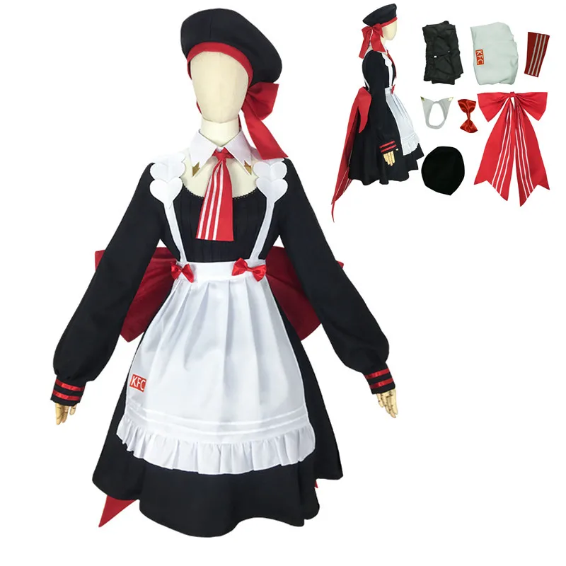 

Game Genshin Impact Noelle Cosplay Costume Maid Women Lolita Dress Girl Jk Uniform with Hat Outfit Apron Bow Tie