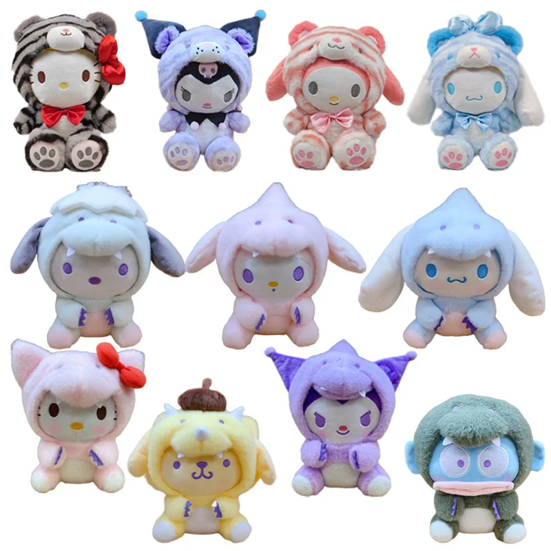 

Симпатичные плюшевые игрушки в стиле аниме My Melody Cinnamoroll Kuromi понравико пуриновая Собака Kawaii Косплей Тигр динозавр плюшевые куклы детские под...