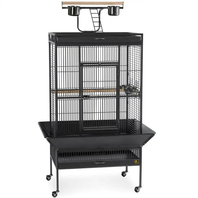 

Select Wrought Iron Bird Cage 30" x 22" x 63", Black Easy cleaning