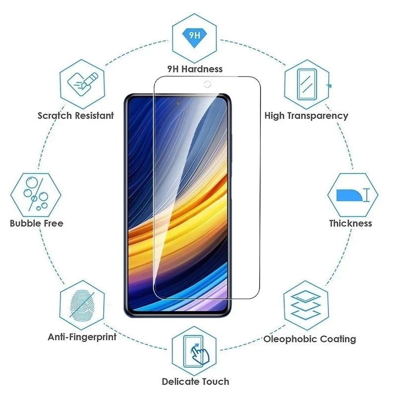 Закаленное стекло для Xiaomi Redmi Note 9 10 9s 10S 11S 9A 9T Poco F3 M3 X3 Mi 11 Lite 5G NE 11T Pro Защитная пленка