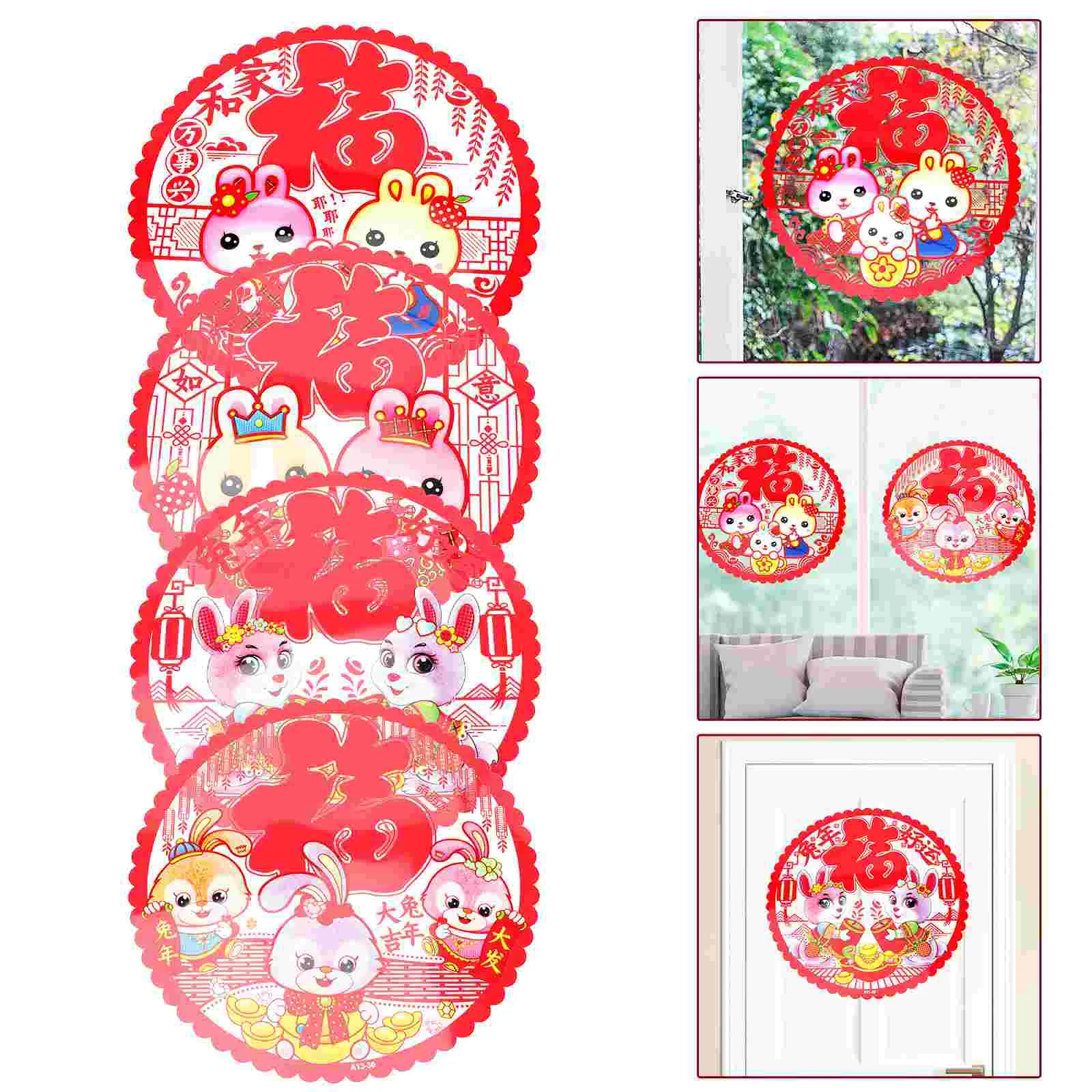 

Sticker Fu Character Year Door Festival Stickers Spring Window Rabbit Decals New Decal Chinese Gospel Decorative Red Festivethe