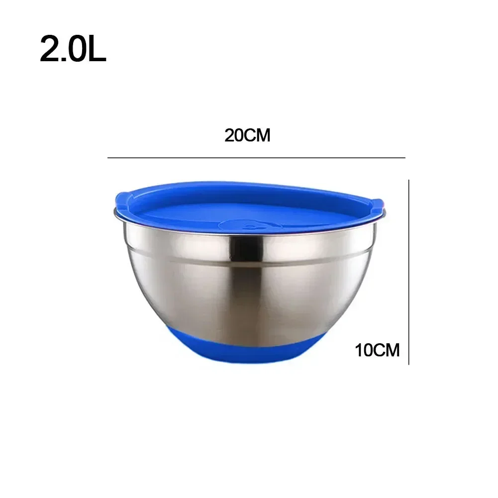 Салатница из нержавеющей стали с силиконовой крышкой 1 шт.