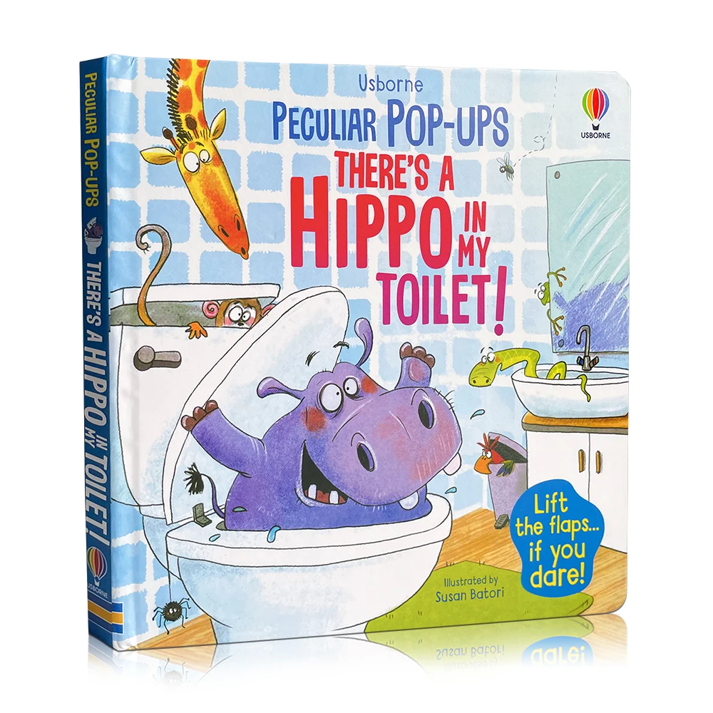 Usborne Pop-UPS There's A Hippo in My Toilet Picture Books Cardboard English Activity Book Bedtime Story Books Kids Learning Toy