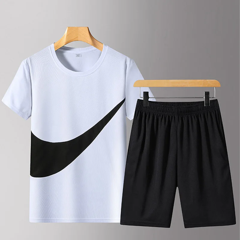

Casual Tracksuit men's Clothing Summer Men Set Fitness Suit Sporting Suits Short Sleeve T Shirt Shorts Quick Drying 2 Piece Set