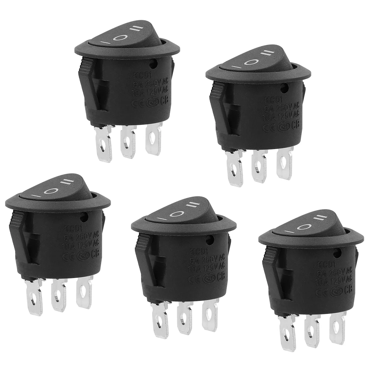 

WINOMO 5 PCS 3 Car Round Rocker 23mm Single Pole Toggle Double Throw Push Buttons (Black) For boats