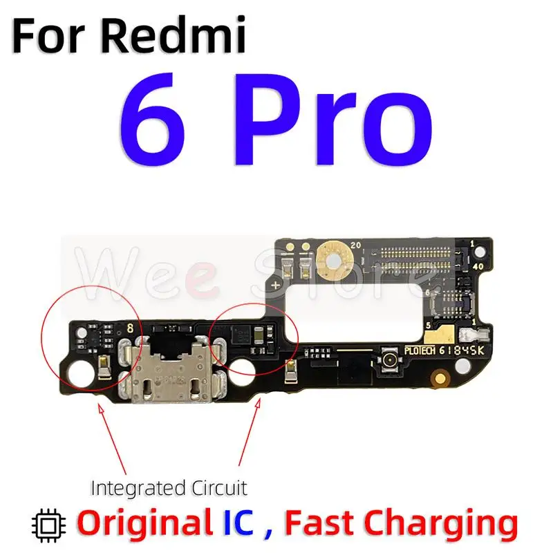 Оригинальный USB-разъем для быстрой зарядки док-плата гибкий кабель Xiaomi Redmi Note 6 7 6A