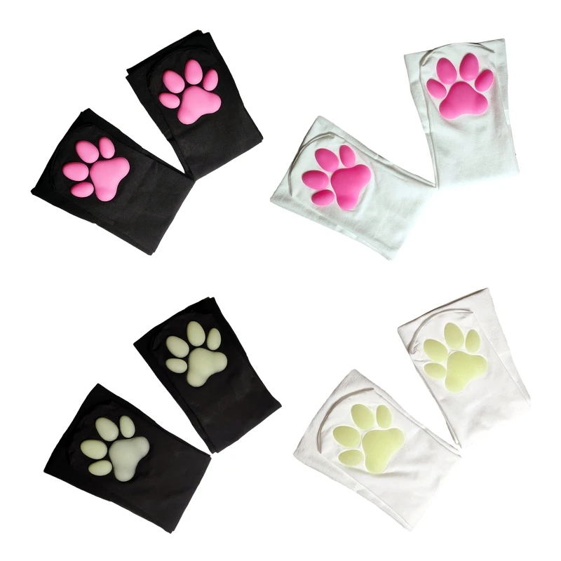 

Women Luminous Paw Claw Cushion Over Knee Socks Lolita Thigh High Stockings