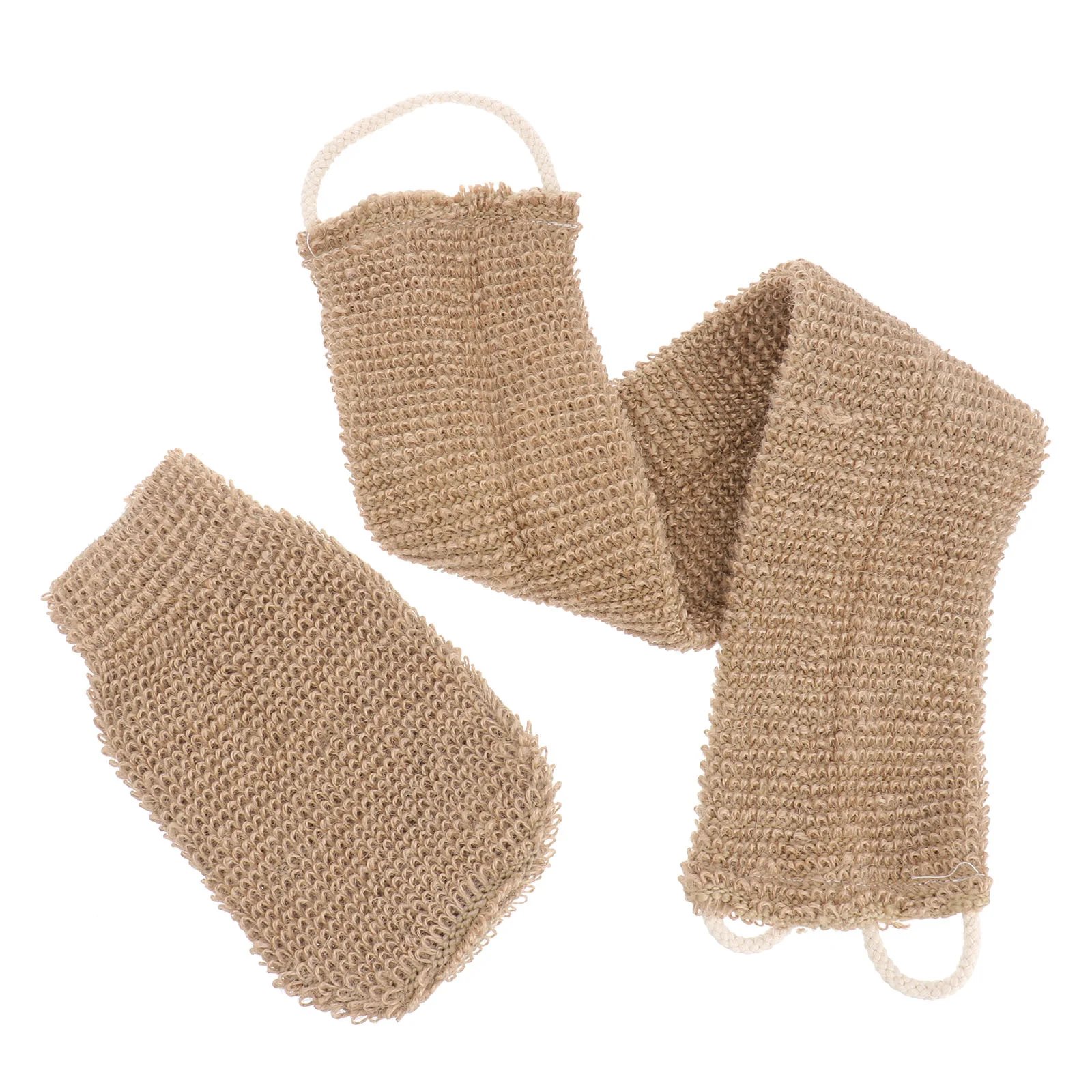 

2pcs Ramie Jute Bathing Scrubber Gloves Bath Exfoliator Washer Back Strip