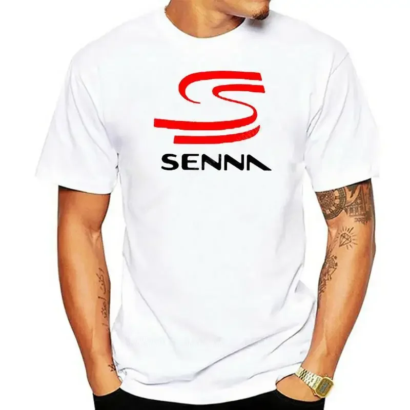 Мужские футболки черные с коротким рукавом Legend Ayrton Senna Racing Logo Мужская белая