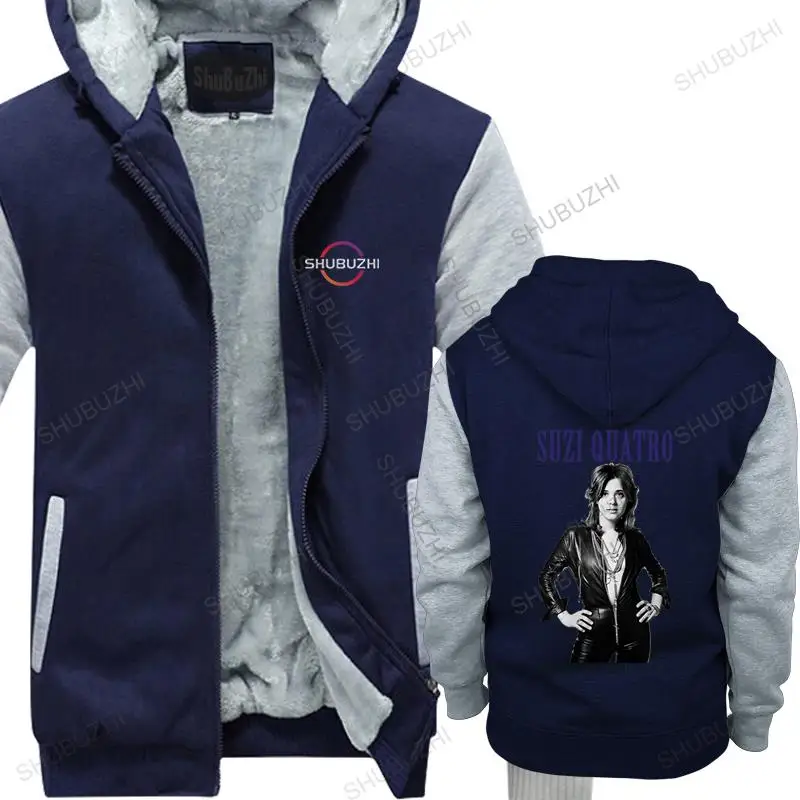 

Men streetwear black hooded zipper winter coat Suzi Quatro The Girl From The Detroit City man outwear fall sweatshirt oversized