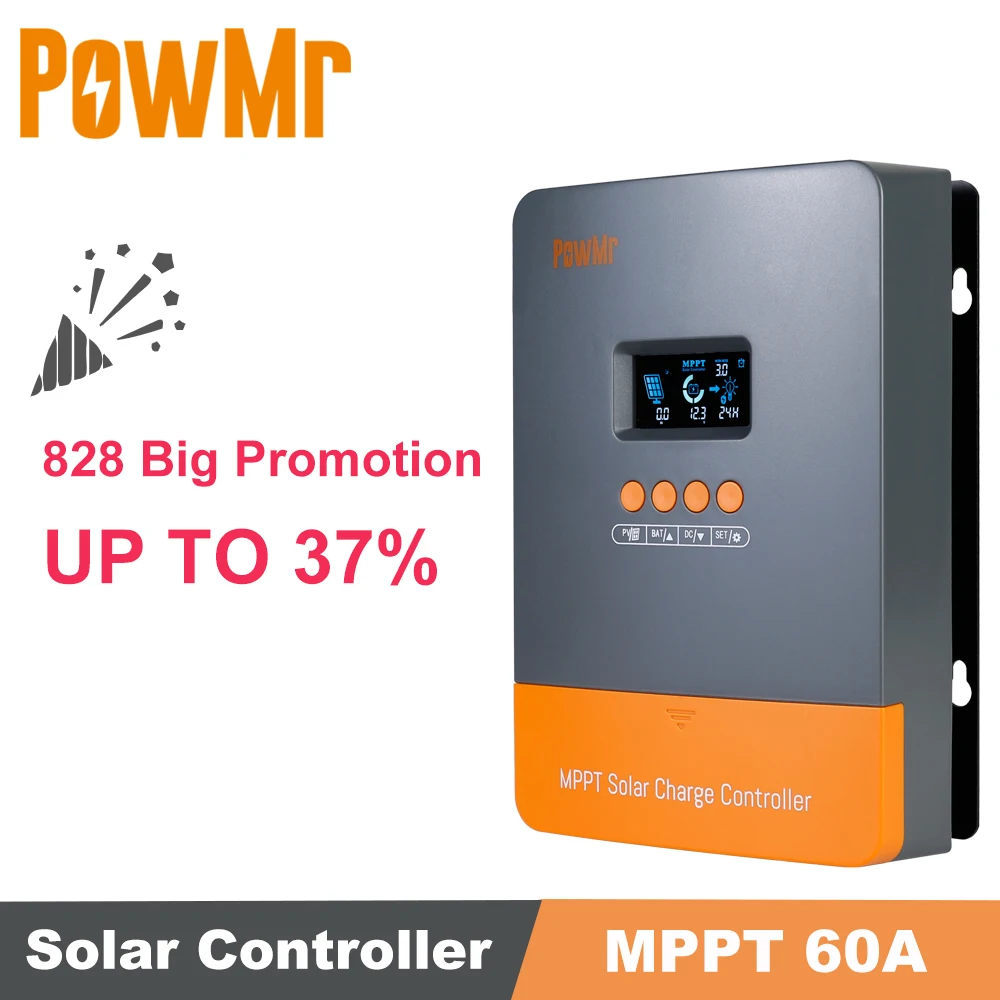 

Контроллер заряда солнечной батареи 100% MPPT 60A, 0 слоев, 12 В, 24 В, 36 В, 48 В, черный свет, фотоэлектрический вход в постоянного тока, подходит для до...