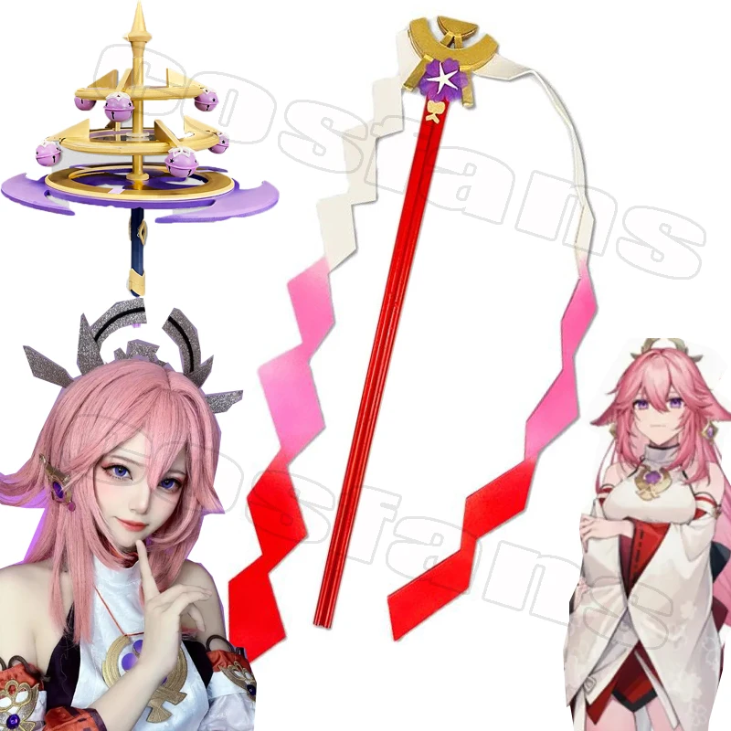 

Game Genshin Impact Yae Miko Cosplay Wand Prop Kagura's Verity Weapons for Halloween Carnival Party Stage Performance Props Gift