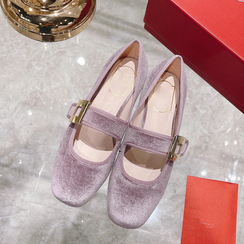 Rhinestone Square Buckle Mary Jane Shoes Women 2023 Shallow Mouth Square Toe Retro Single Shoes Women's Shoes