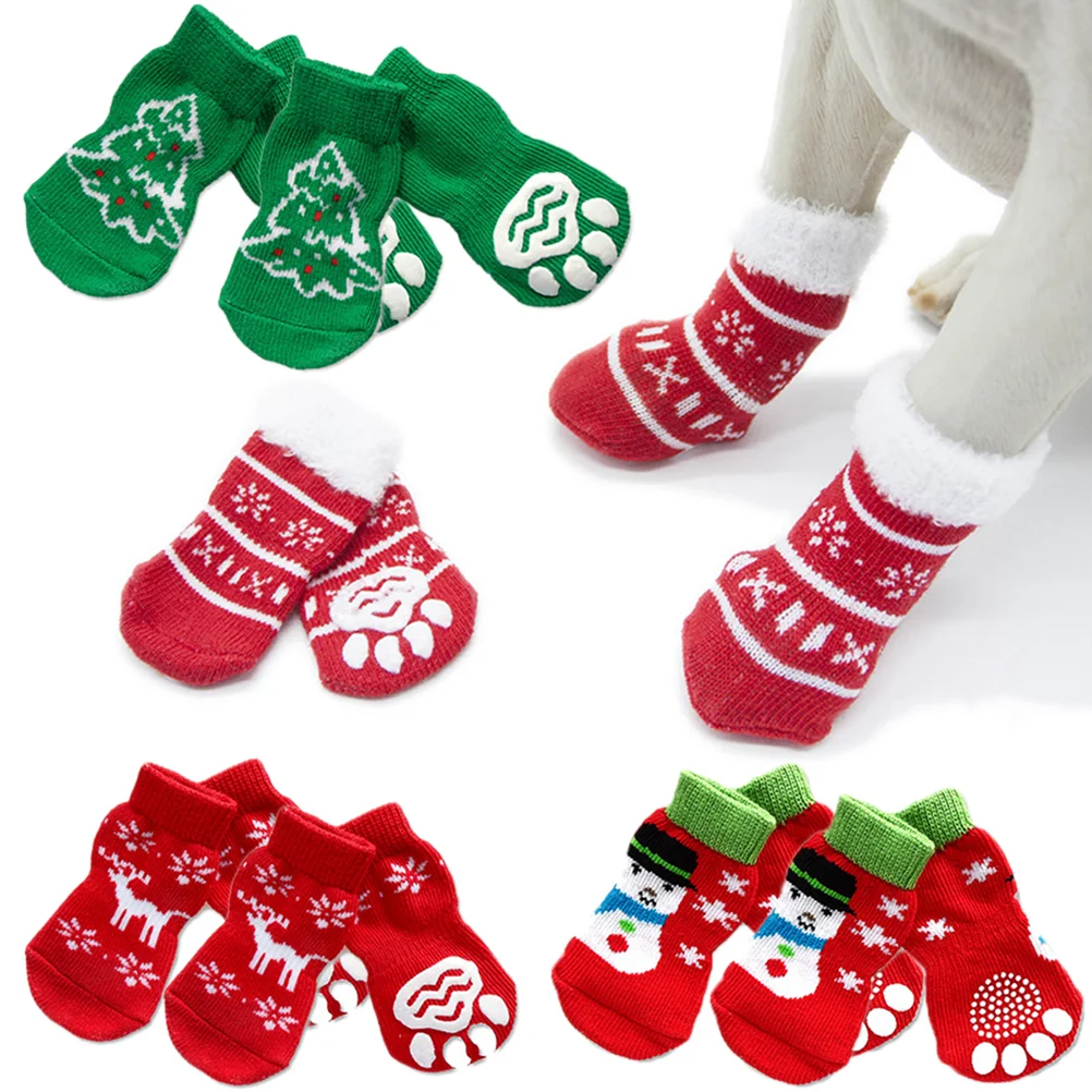 

Socks Dog Slipchristmas Paw Pet Dogs Non Anti Boots Snow Cat Cats Protection Overalls Protector Grippers Party Puppy Warmer
