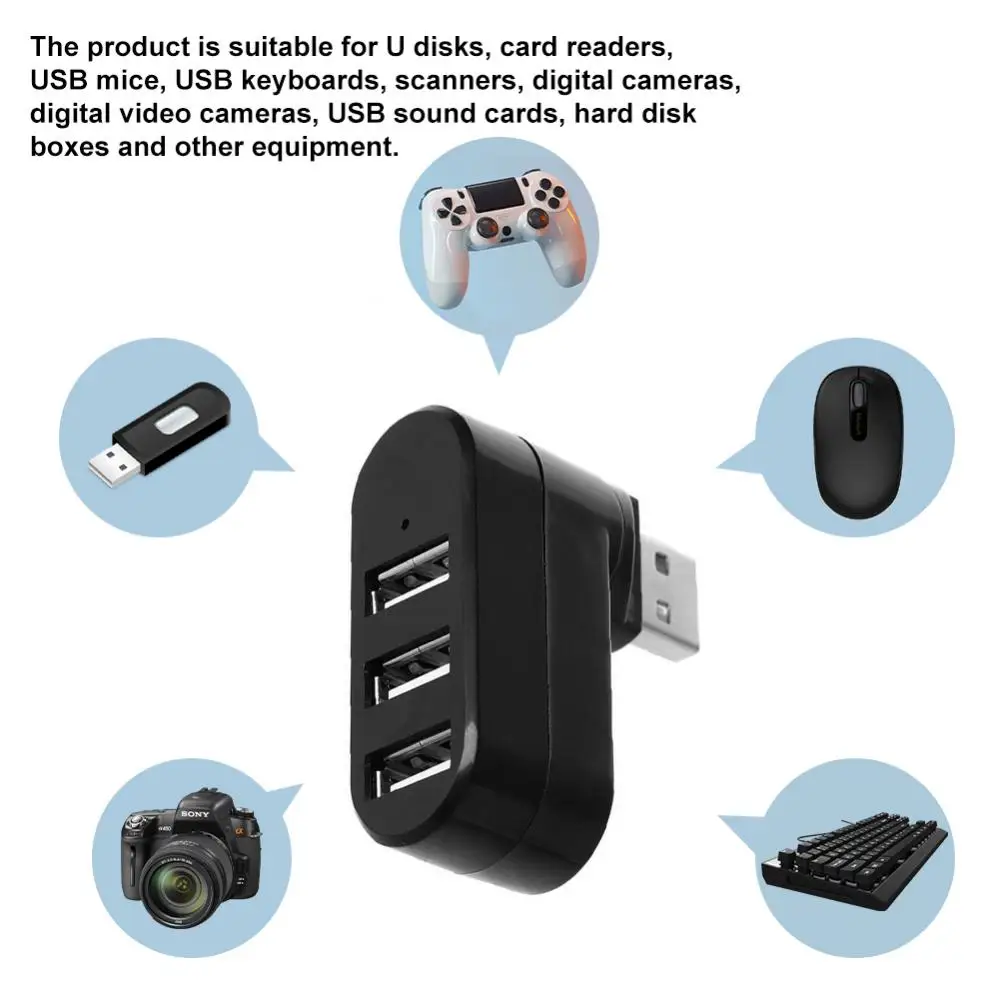 

Multi-function Usb Multiport Hub Extender Hub High Speed Rotating Usb Docking Station 3-in1 Usb 3 Port Splitter 480mbps Usb 2.0