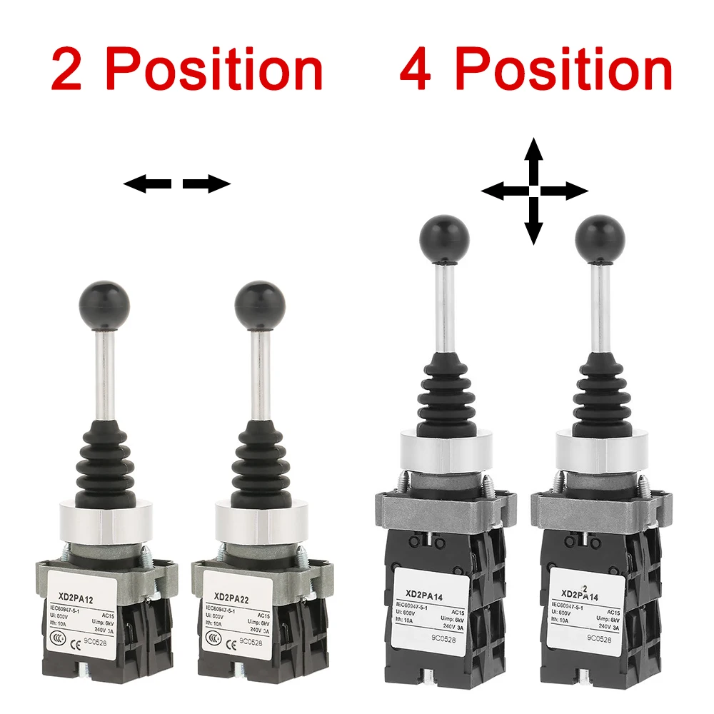 

Rocker Joystick Controller pring Return Rotary Cross Toggle Switches Reset 2NO/4NO 2/4 Position Latch XD2-PA12 PA14 PA22 PA24