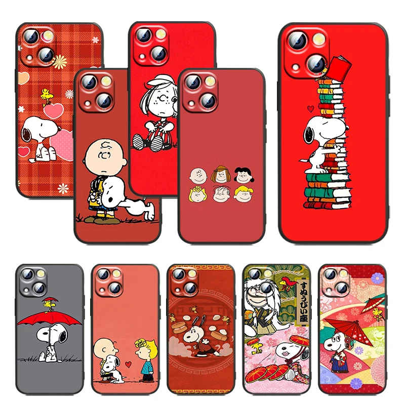 

Snoopy Comics For Apple iPhone 11 12 13 Max Mini 5 6 7 8 X XR XS Pro Plus Black luxury Silicone Soft Cover Funda Phone Case Capa