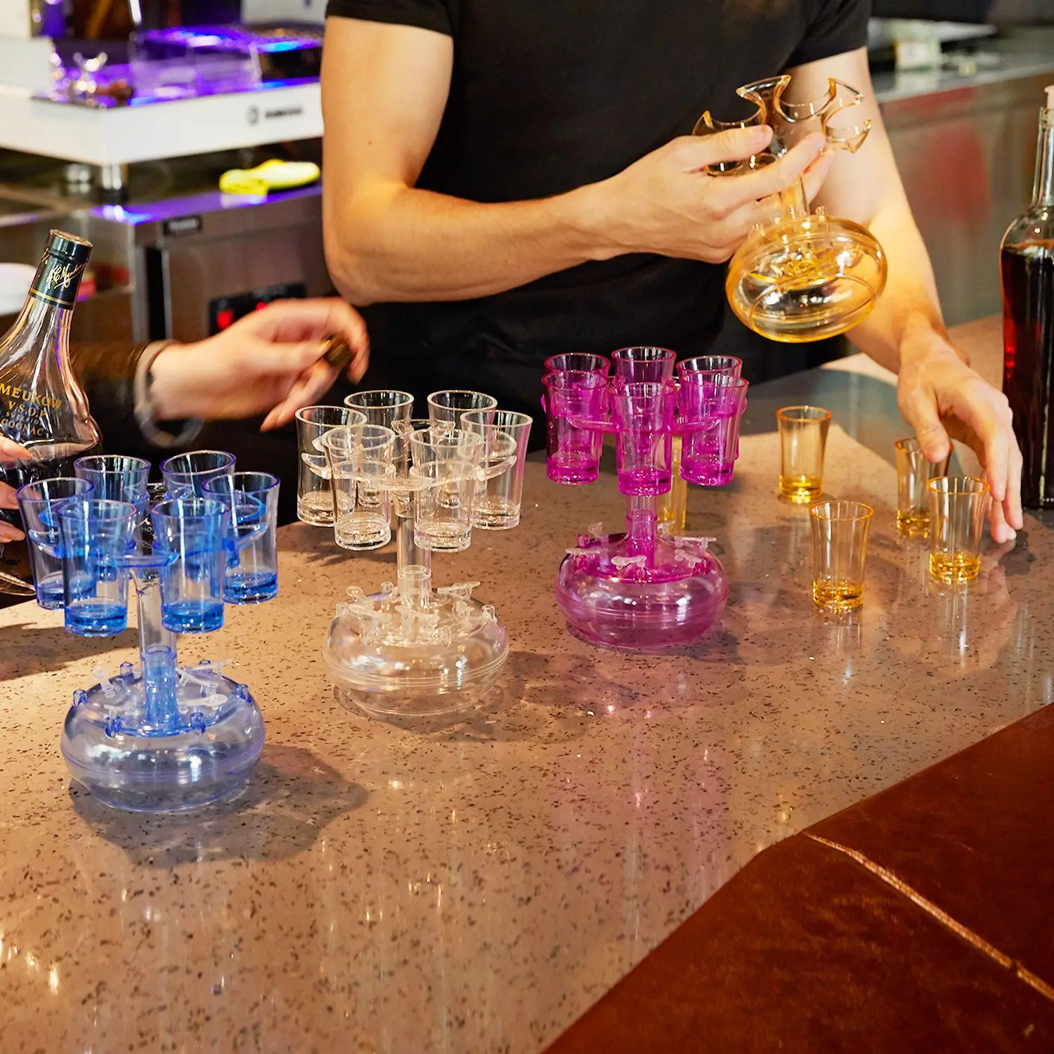 Transparent wine dispenser, liquor beer party, wine pouring artifact, wine dispenser set, six cups wine glasses  beercupglasses