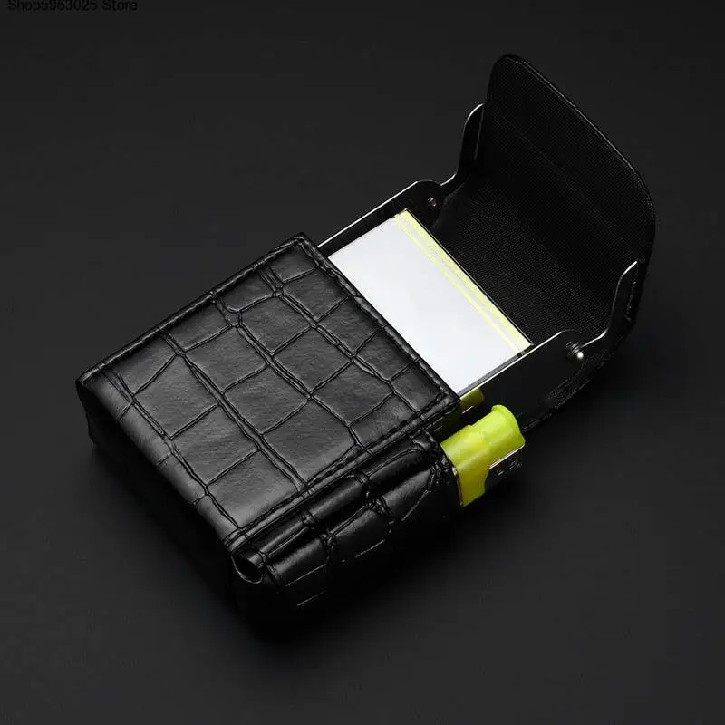 

Men Supplies Smoker Smoke Tools Cigarette Box Lighter Holder Cigar Case Name Card Storage Container Nice Gift PU Leather