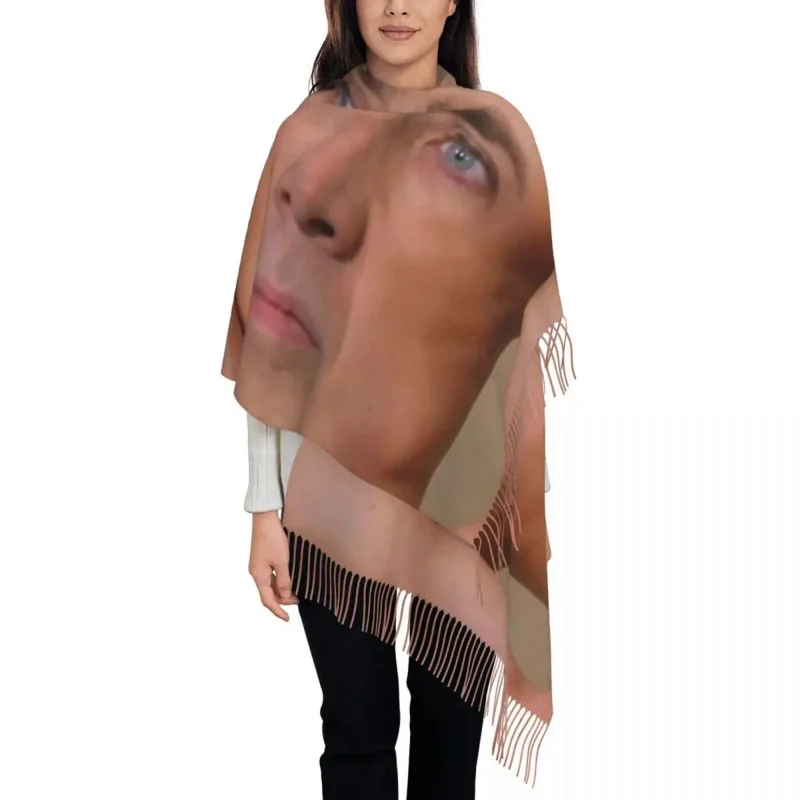 

Nicolas Cage Ribcage Scarf Wrap for Women Long Winter Warm Tassel Shawl Unisex Funny Meme Scarves