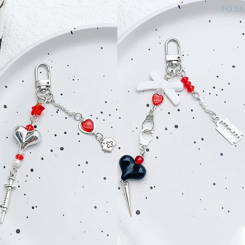 Ретро Хэллоуин Крест Любовь Сердце Ремешок для мобильного телефона Y2k Имитация