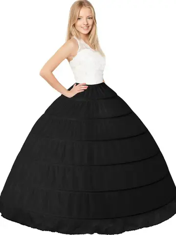 Черный кринолин с 6 обручами, длинная свадебная нижняя юбка, бальное платье, нижняя юбка, юбка, полукомбинации, свадебные аксессуары