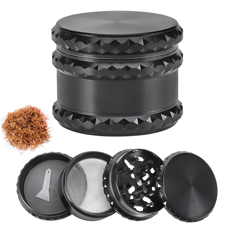 

60MM Smoke Grass Tobacco Grinders for Smoking 4-Layer Black Zinc Alloy Herb Spice Crusher Manual Cigarette Accessories