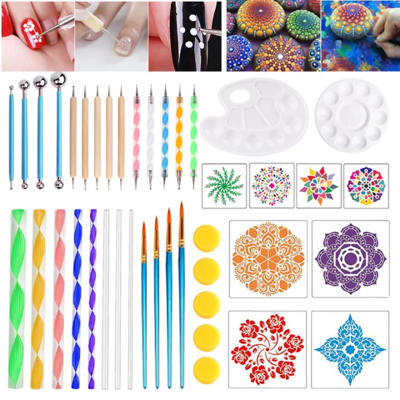 

Mandala Dotting Tools Painting Tools Multi-Styles Nail Tool Painting Stencils Drawing Stylus DIY Stone Embossing Drawing Art Kit