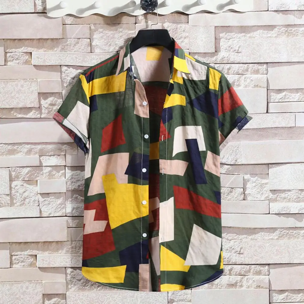 

Men Shirt Trendy Youthful Comfortable Colorfast Colorful Beach Shirt Men Clothes