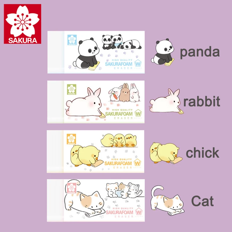 

5 Pcs SAKURA Eraser XRFW100 Pet Cute Eraser Writing Painting Exam Clean Without Leaving Traces Kawaii School Supplies Stationery