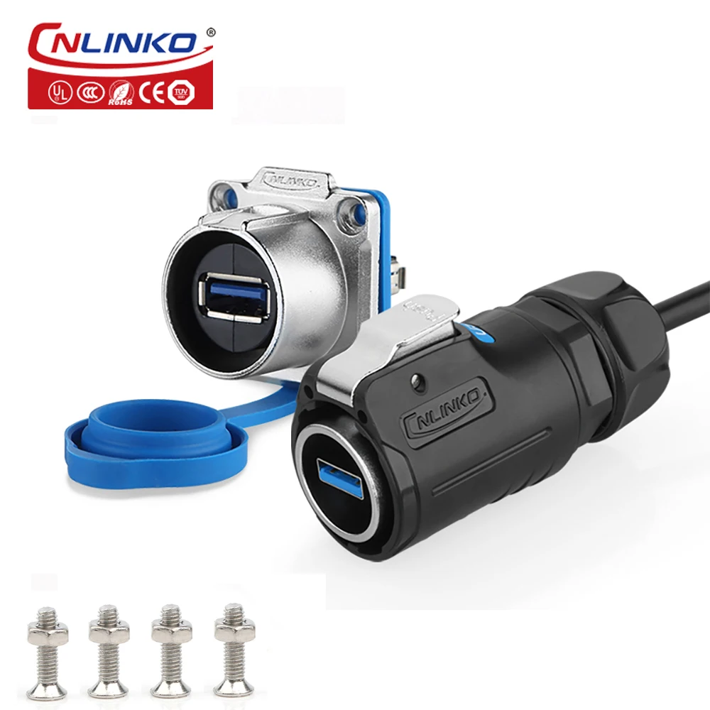 

CNlinko LP24 M24 USB3.0 Cable Connector Interface Fast Transmission PBT Material IP65/IP67 Data Charging Connector