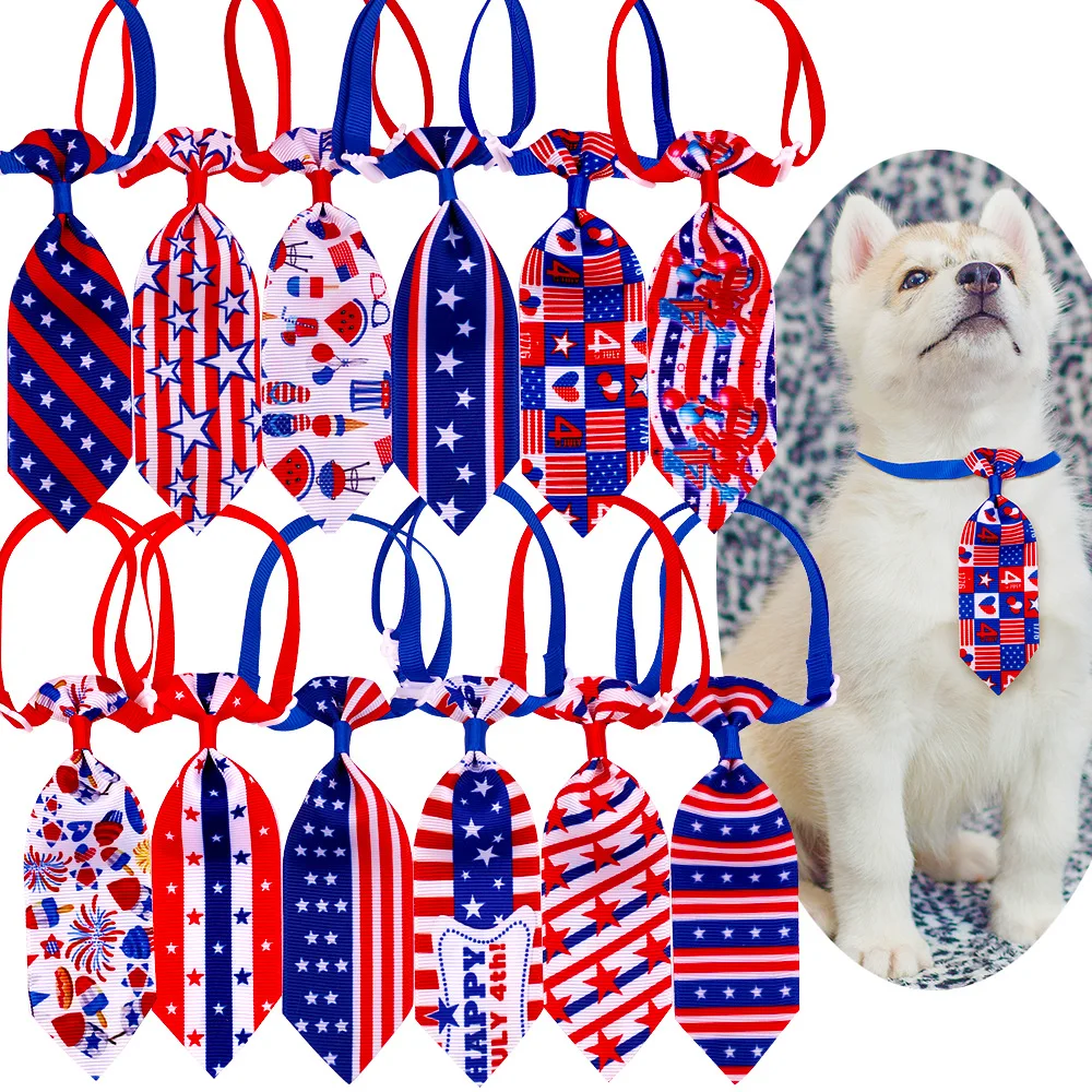 

12Pcs Wholesale Dog Tie July 4th Independence Day Holiday Dog Cat Puppy Decorative Tie Neckties Pet Dogs Accessories